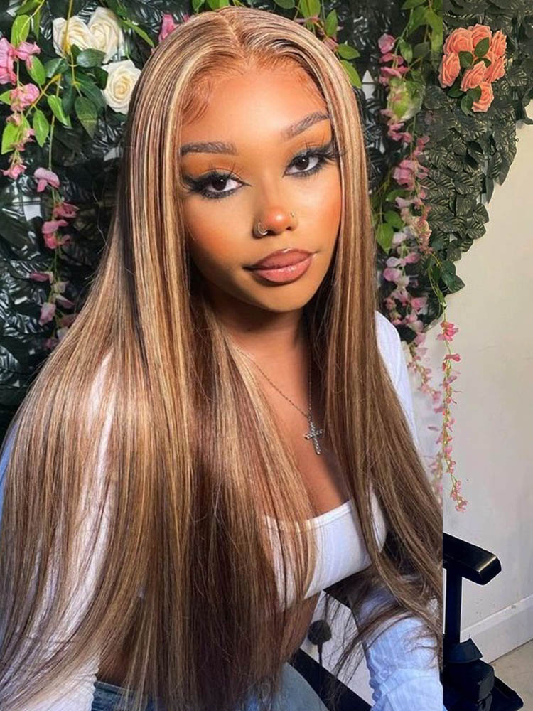 Highlight Straight Human Hair Lace Wigs