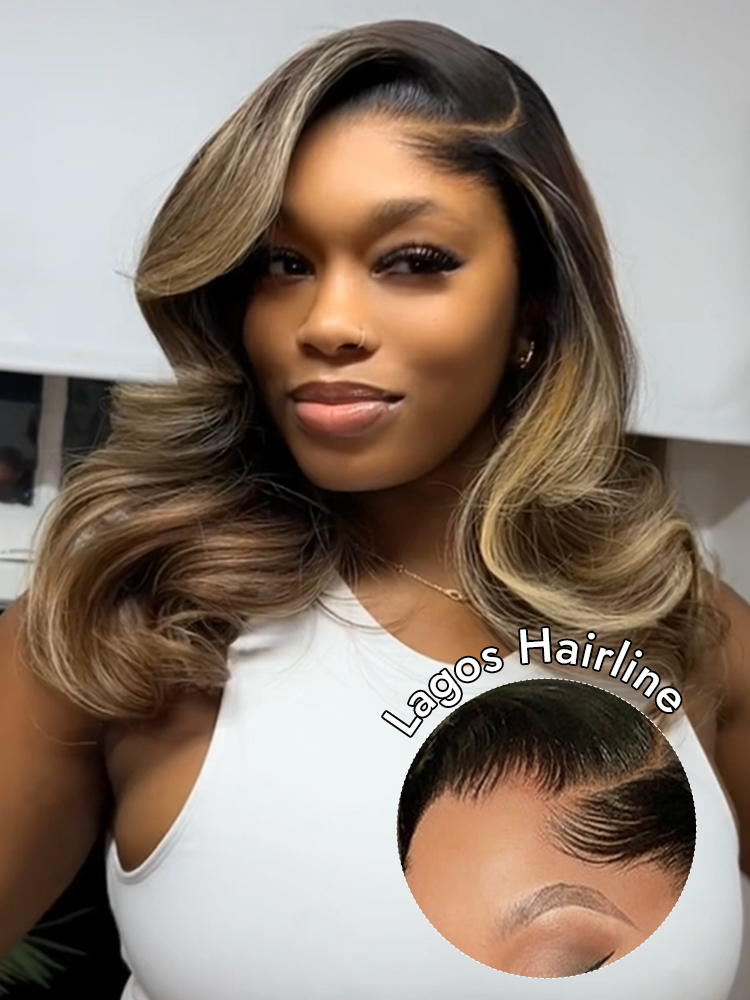 Salon Style Highlight Brown Human Hair Wig