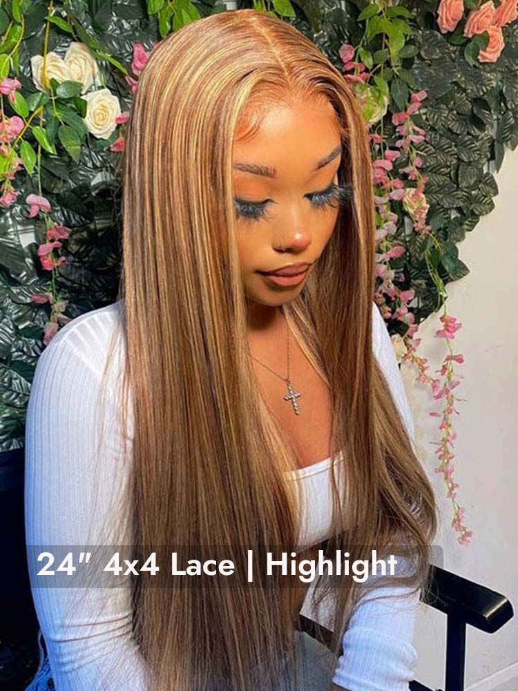Highlight Straight Human Hair Lace Wigs