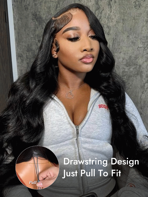 C Part Body Wave Wig With Drawstring Design