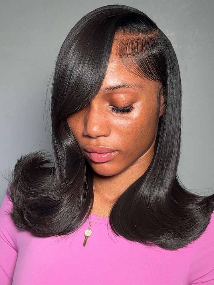 flip over ends bob human hair wigs straight 