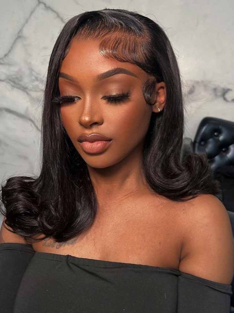 13x4  lace bob wigs side part  straight  human hair