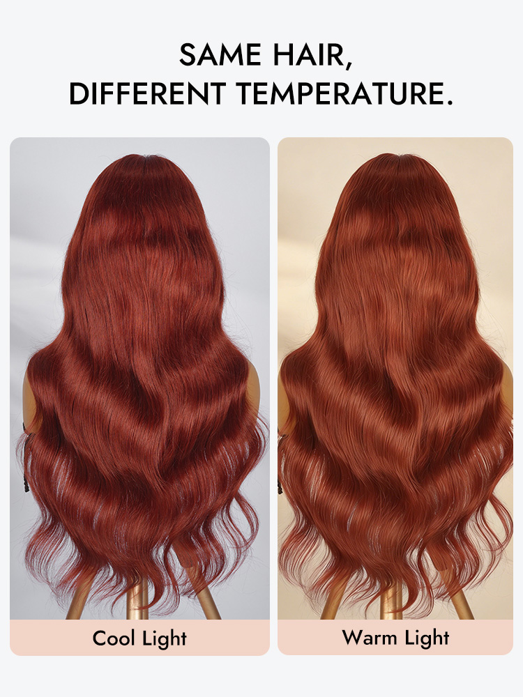 Reddish Brown Body Wave With Bangs