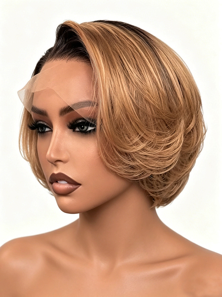  Layered Cut Bob 13x4 Lace Frontal Human Hair Wigs
