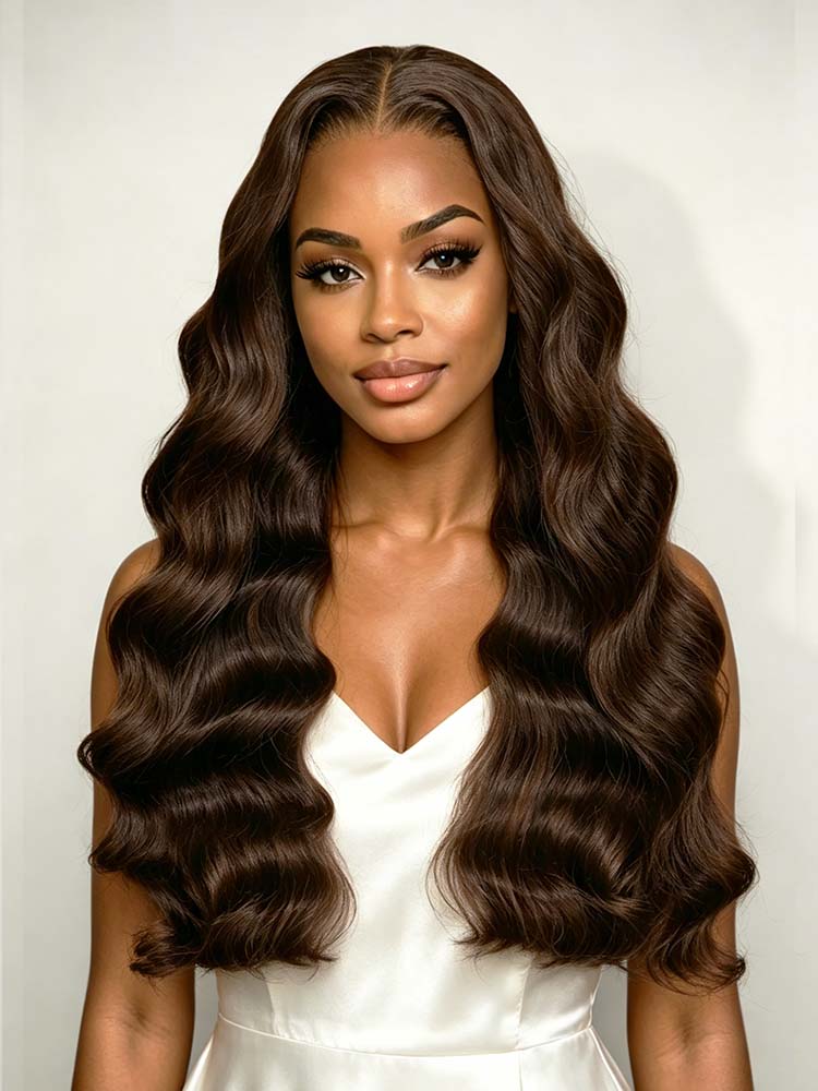 Super Double Drawn Collection x Real HD Lace -Brown Hollywood Wave 5x5 Lace Wig