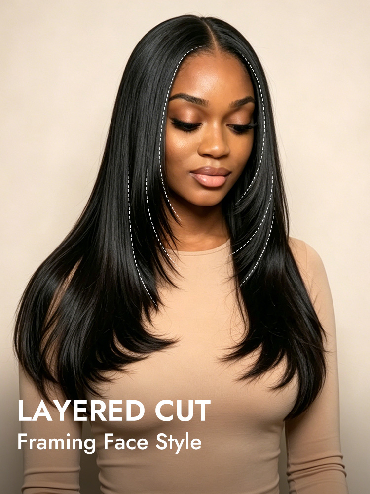double drawn straight human hair Layered cut