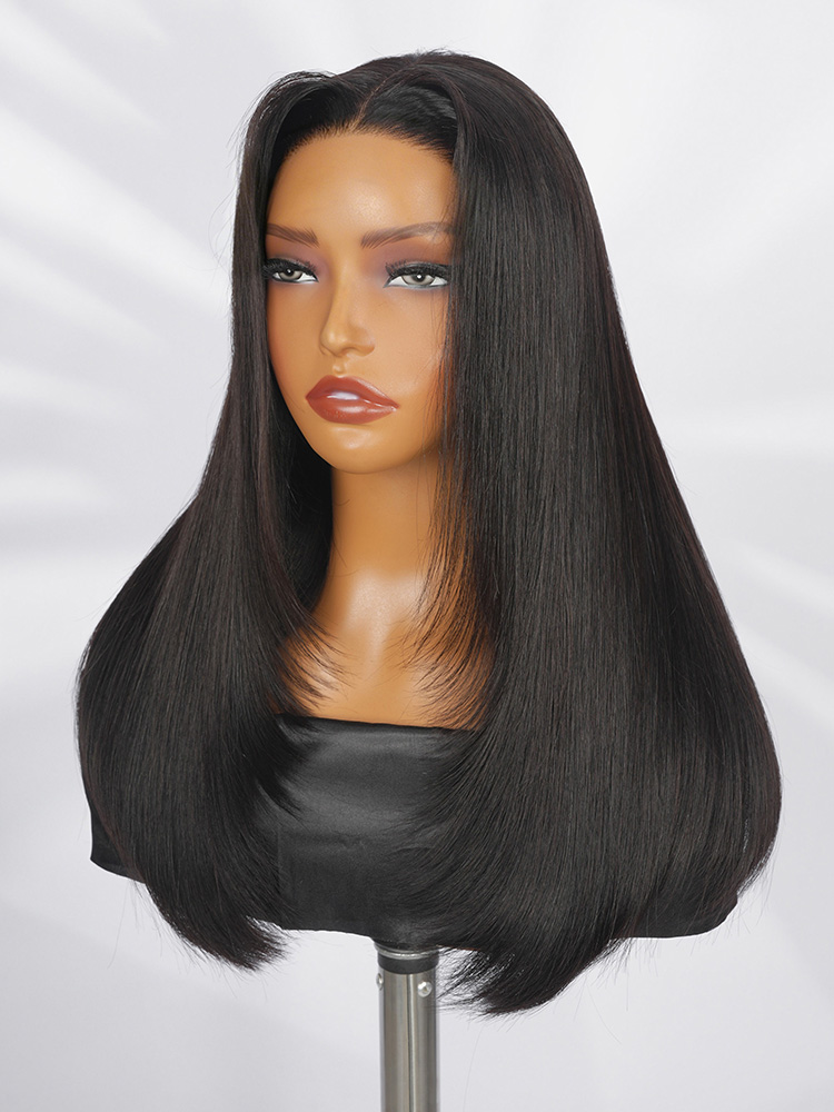 Layered cut HD lace straight wig