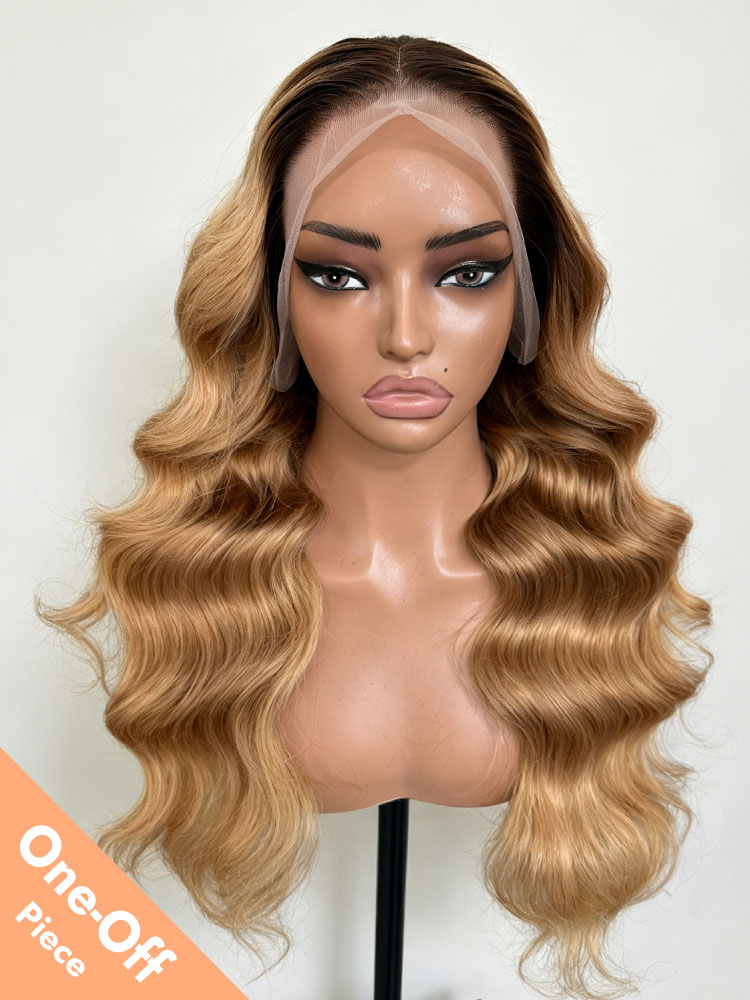 Honey Blonde Balayage Body Wave Wigs With 13x4 Lace