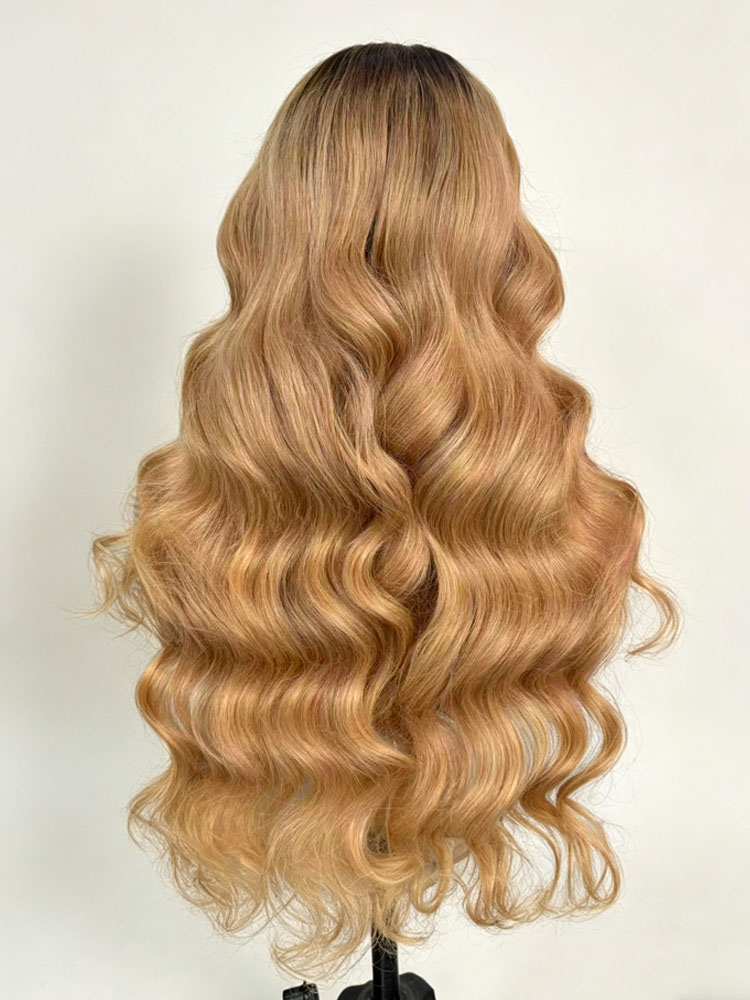 Honey Blonde Balayage Body Wave Wigs With 13x4 Lace Wigs