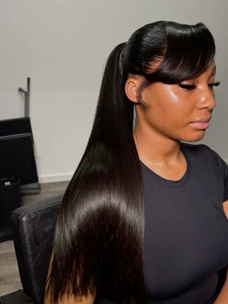 Straight HD Lace Frontal And Clip In Ponytail 