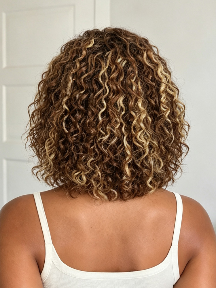  Highlight Brown Water Wave Wig