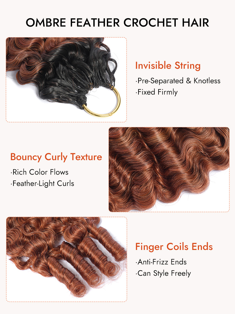 Feather Crochet Ombre Burmese Curly Human Hair