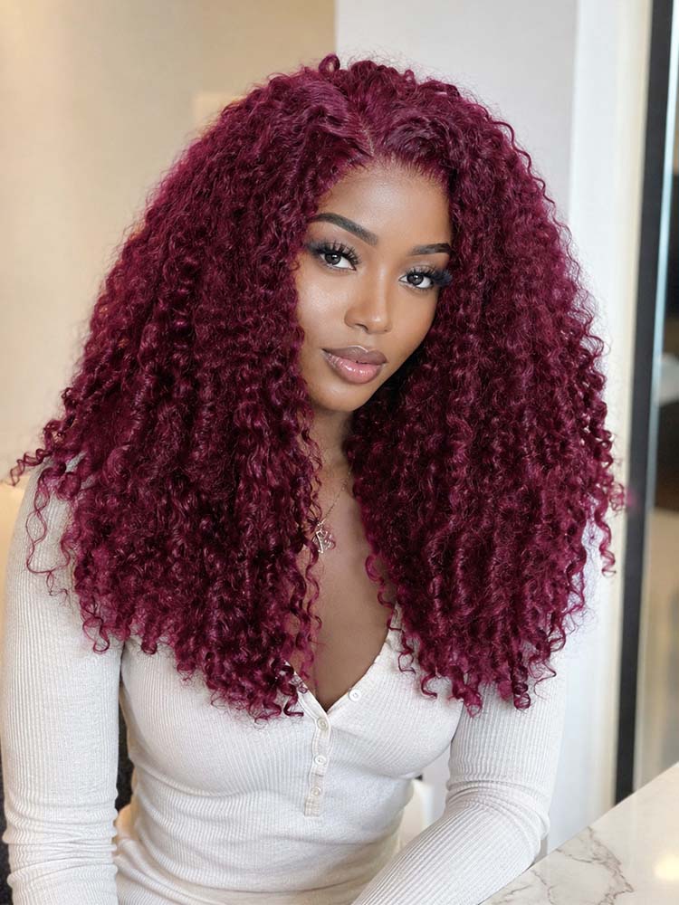 Burgundy Natural Curly Hair Wig