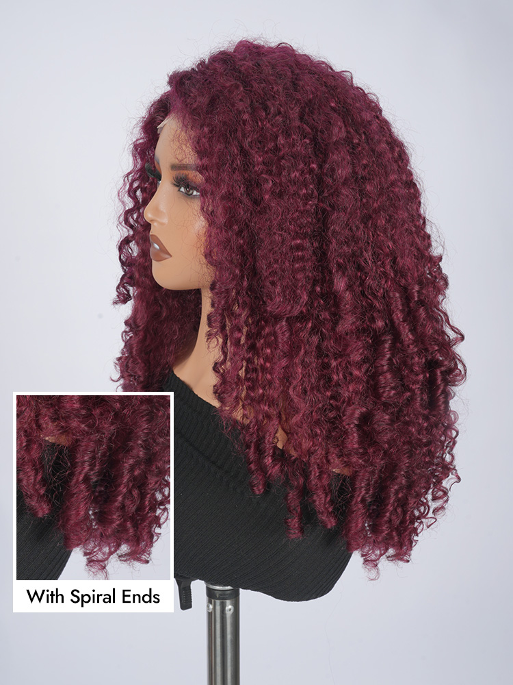 4x4 glueless burgundy curly wigs