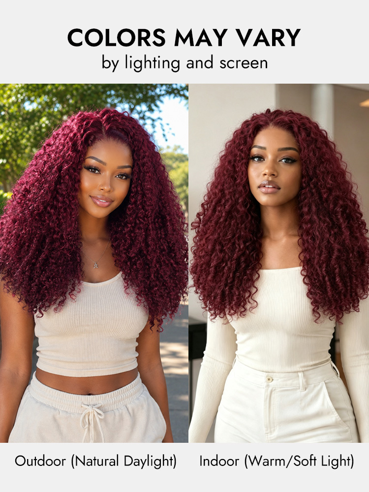 4x4 glueless burgundy curly wigs With Coil Ends