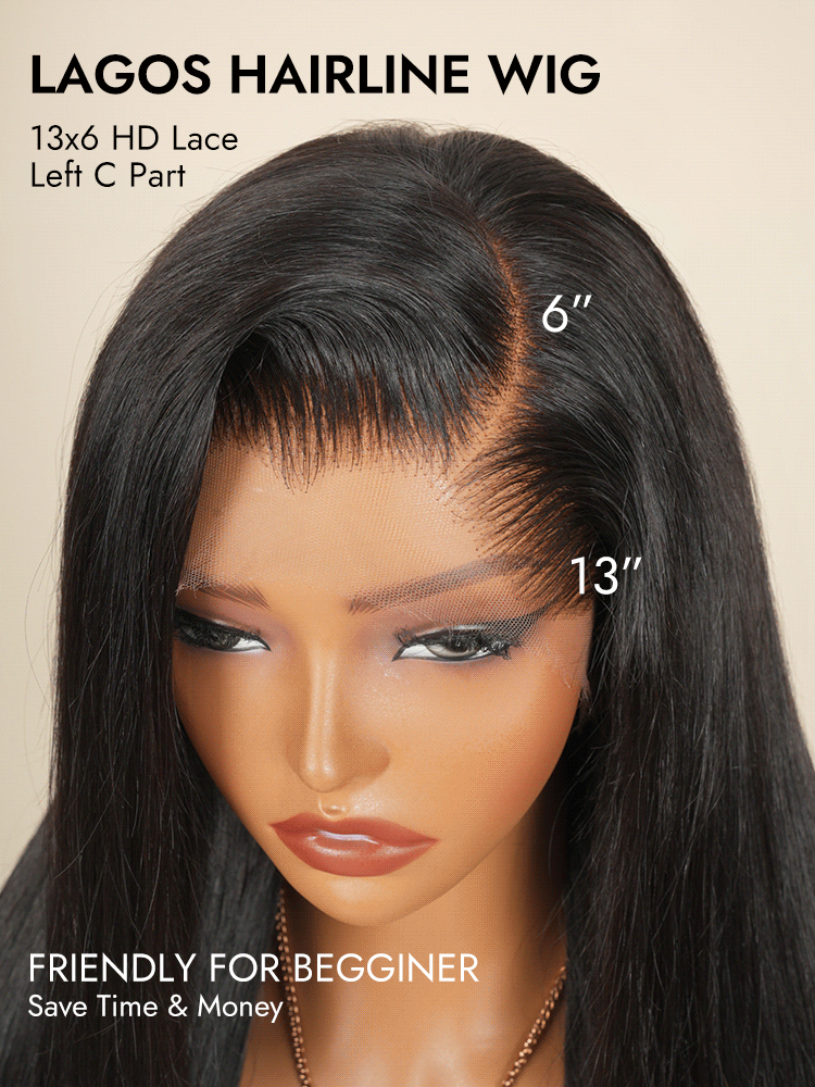 13X6 HD Straight Hair Wig Lagos Hairline C Part