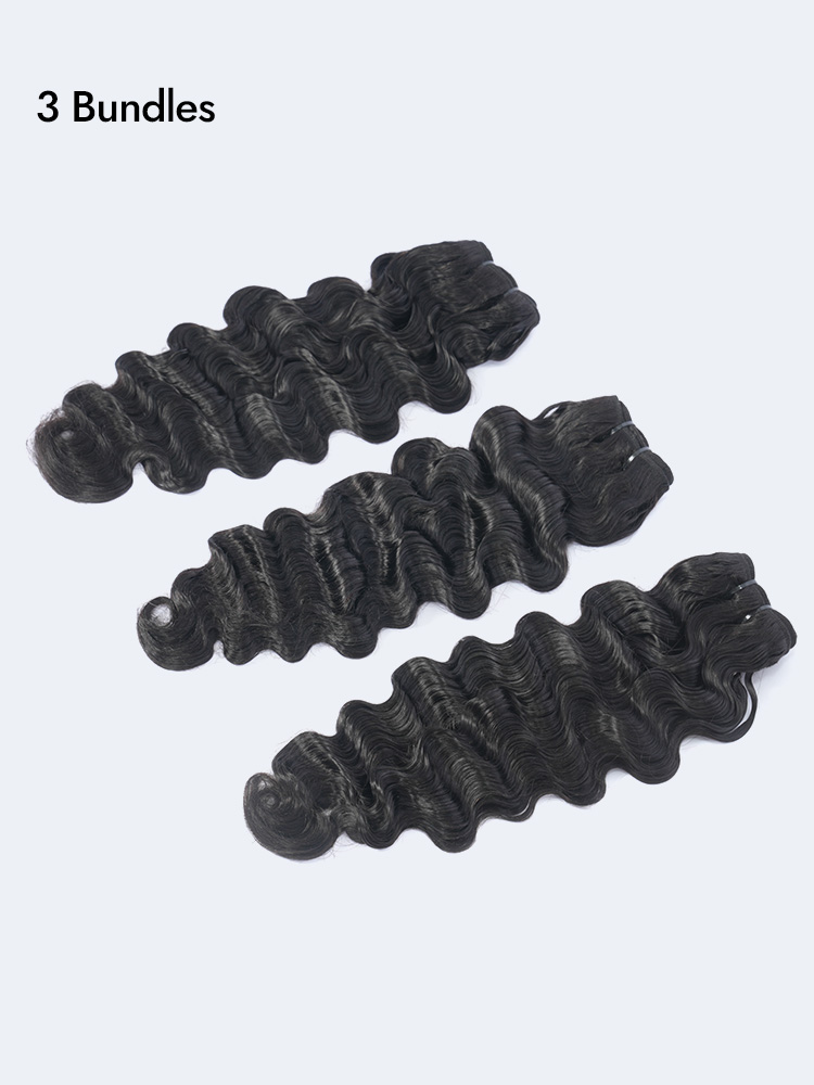 three raw indian curly hair