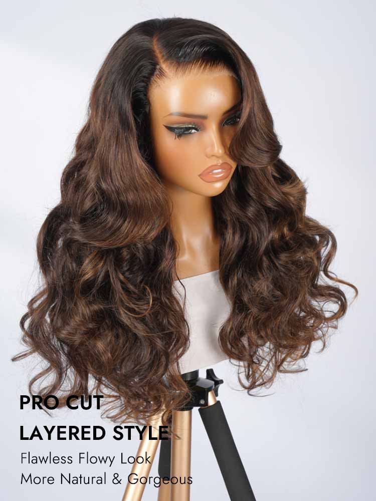 Layered Cut Wave Human Hair wig