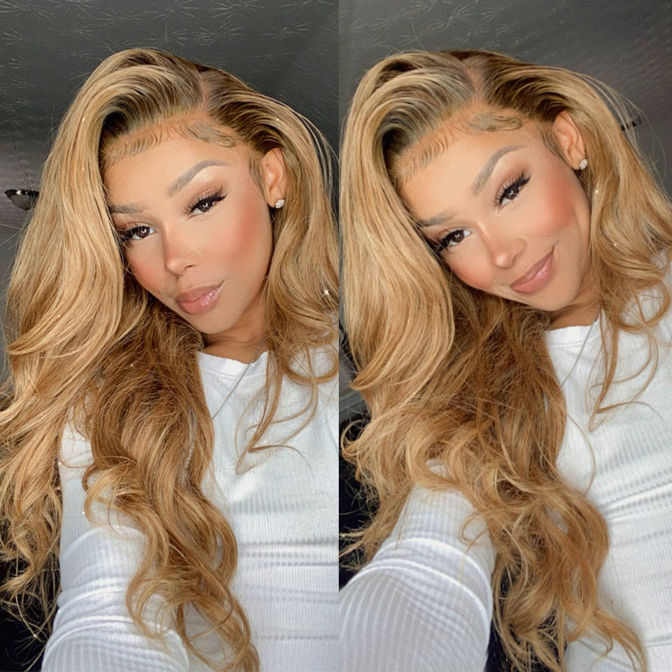 #27 Honey Blonde Body Wave 13x4 Lace Front Wigs Human Hair