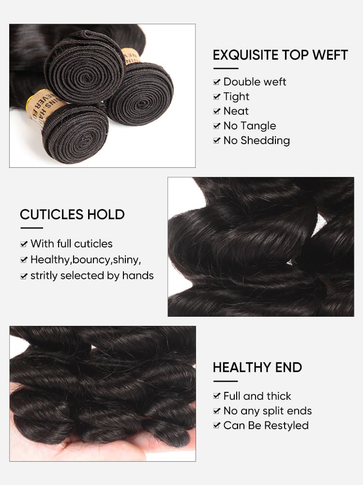 Double Weft Loose Wave 3 Bundles