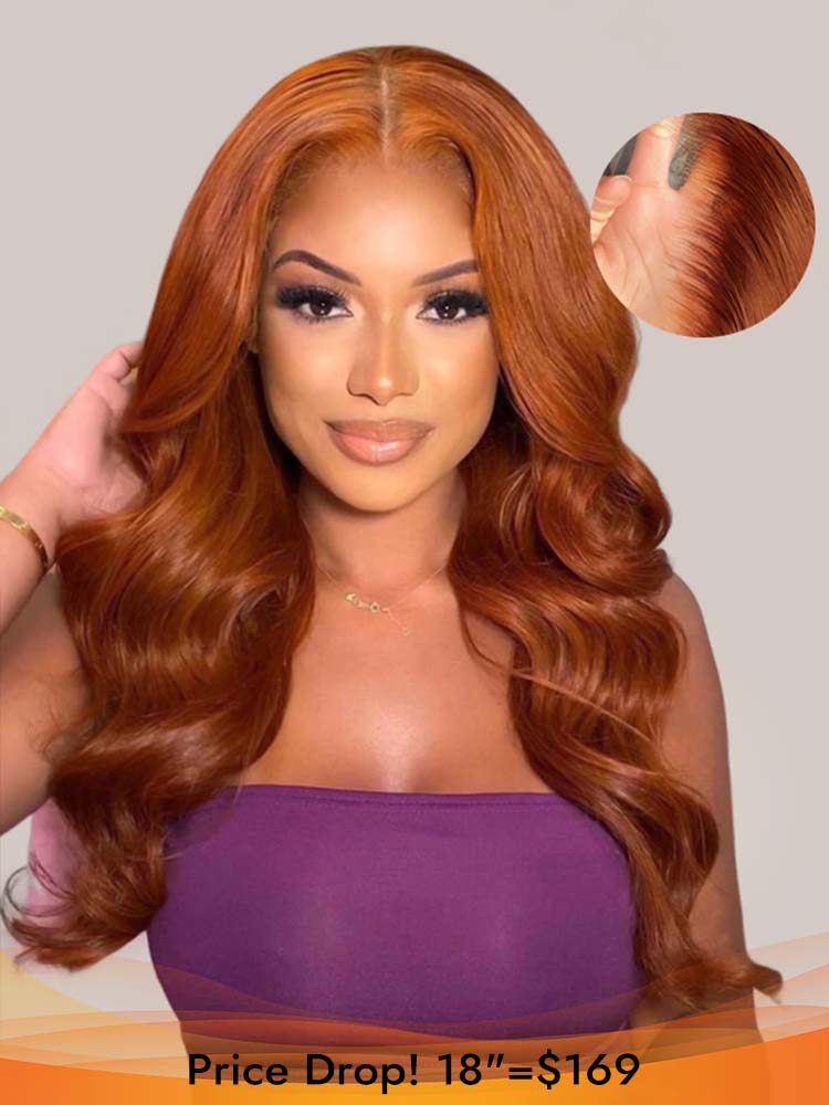 Copper Orange Glueless Human Hair Wig