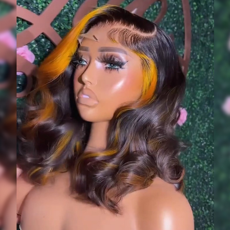 Black Wig With Ginger Highlights