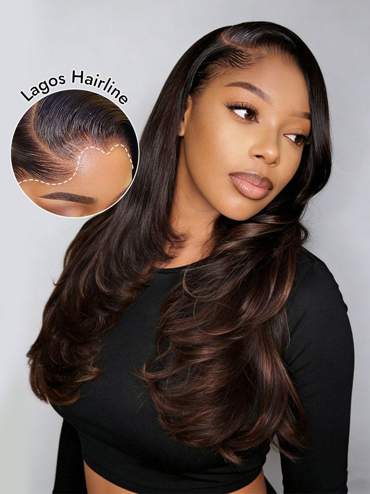 Ombre Layer Wavy Wig With Lagos Hairline