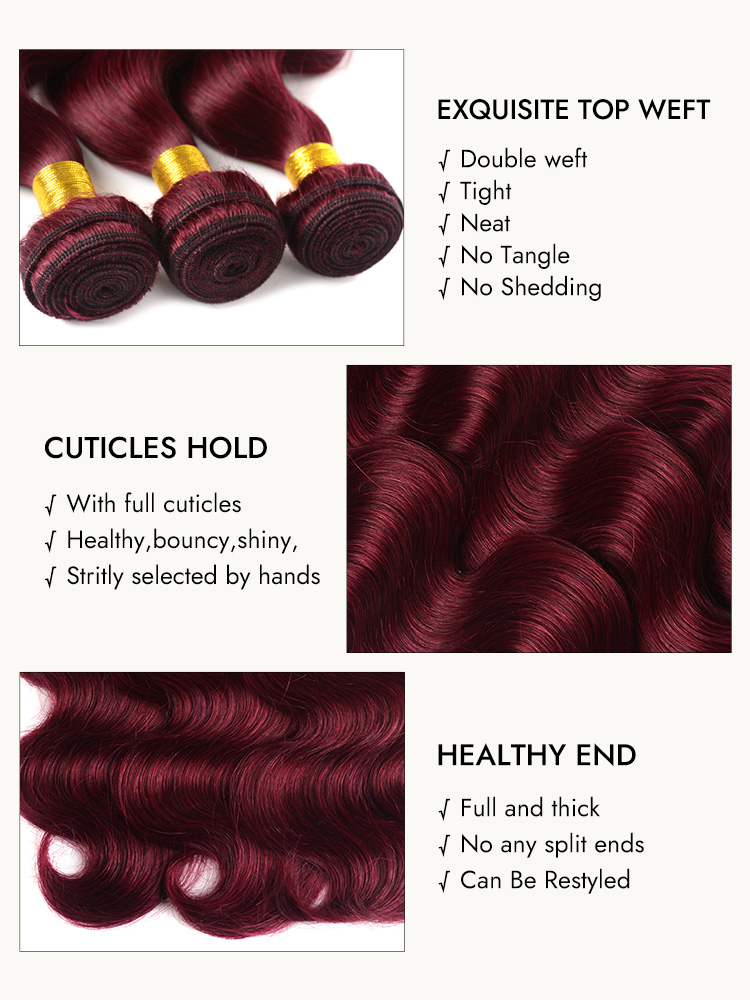 Burgundy Body Wave Bundles Human Hair