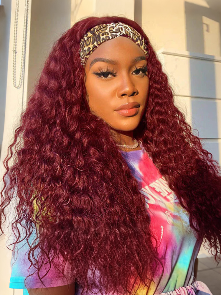 99J Burgundy Headband Wigs
