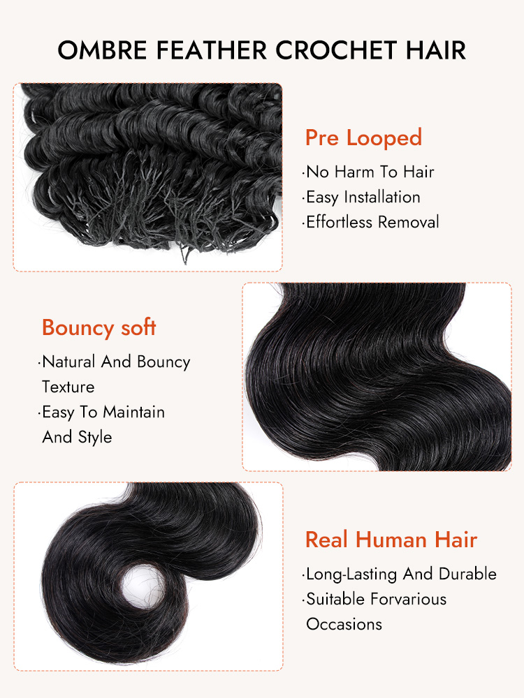 Body Wave Feather Crochet Human Hair