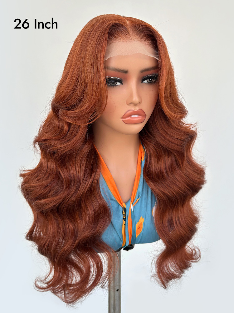 Orange Brown Layered Cut Body Wave Hair