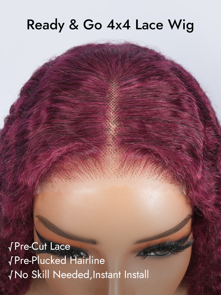 99J Burmese Curly 4x4 Lace Wig