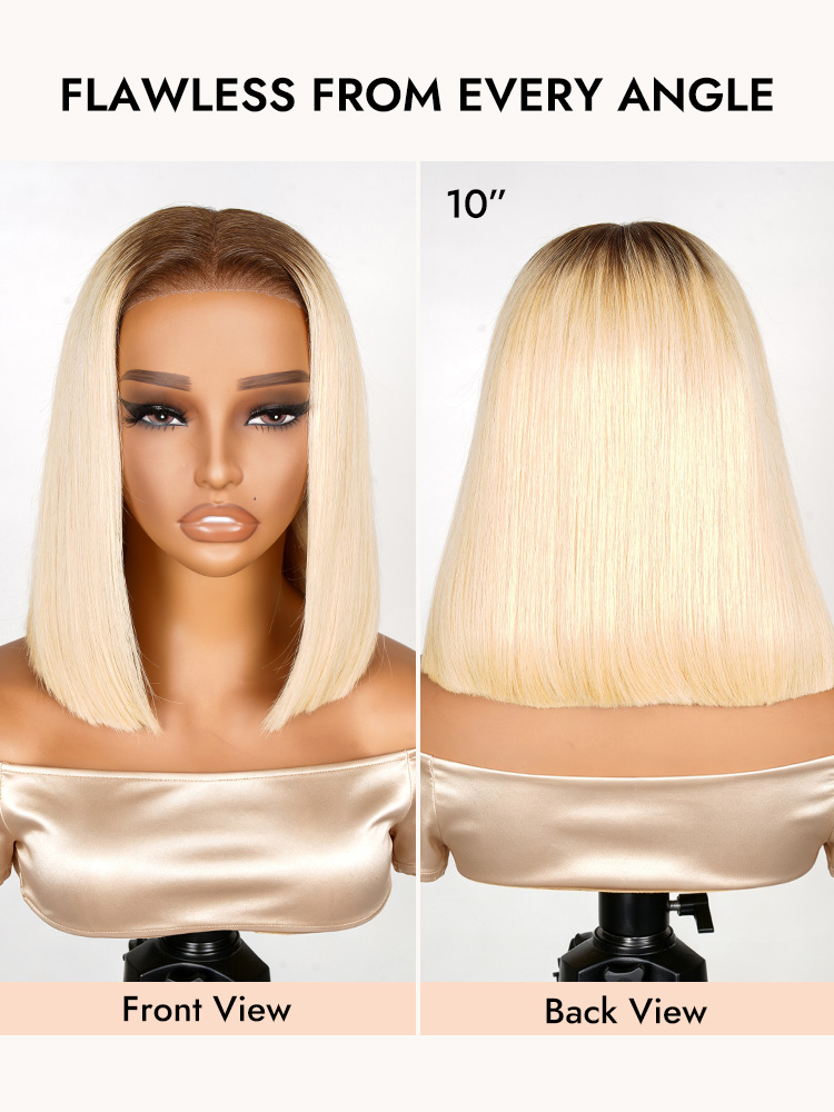 blunt cut ombre blonde bob wig