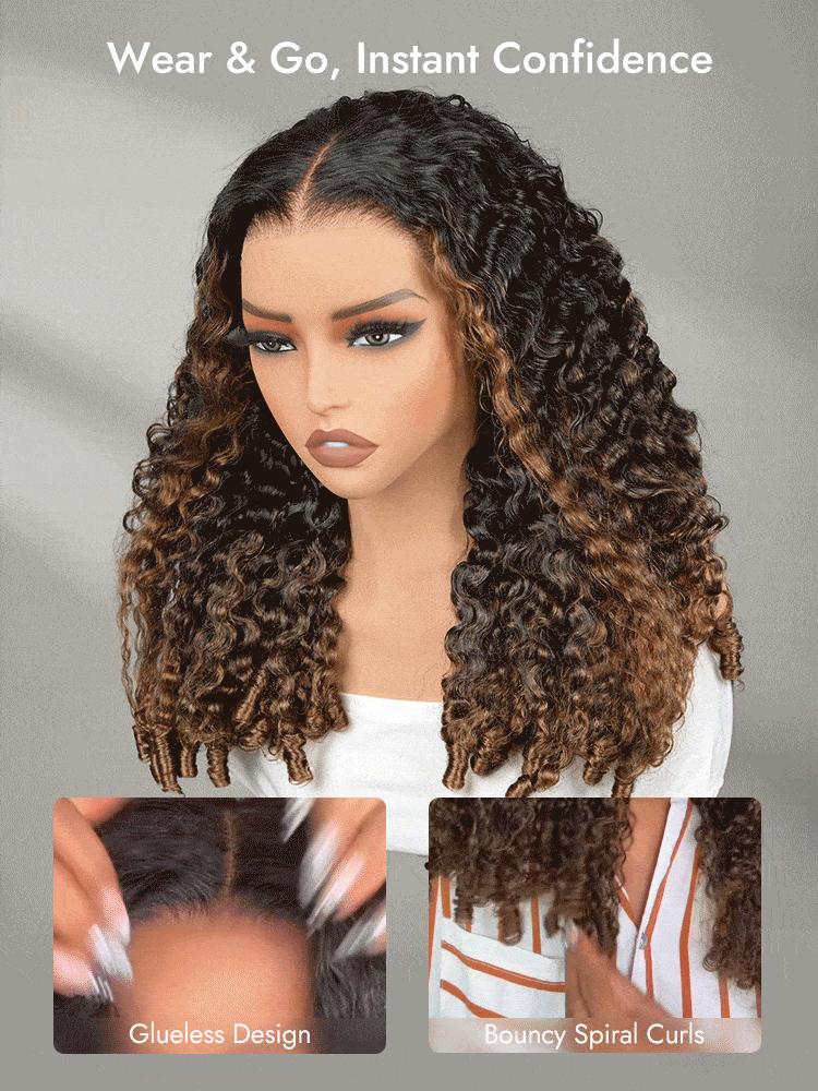 Ombre Burmese Curly Wigs Human Hair