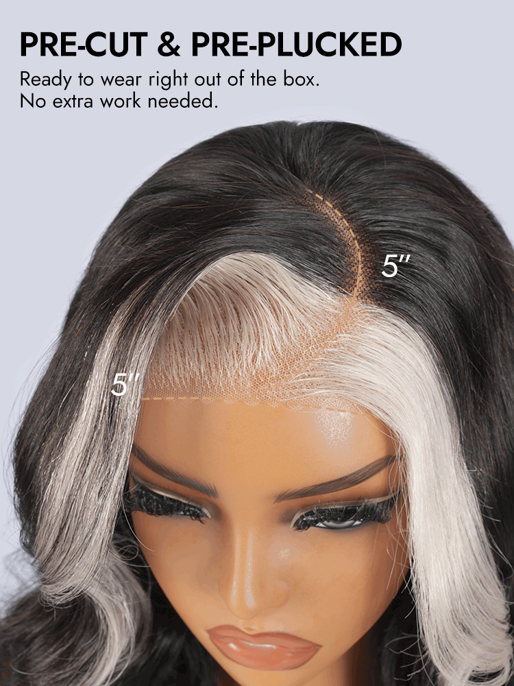 Skunk Stripe Gray Highlight Hair Wig