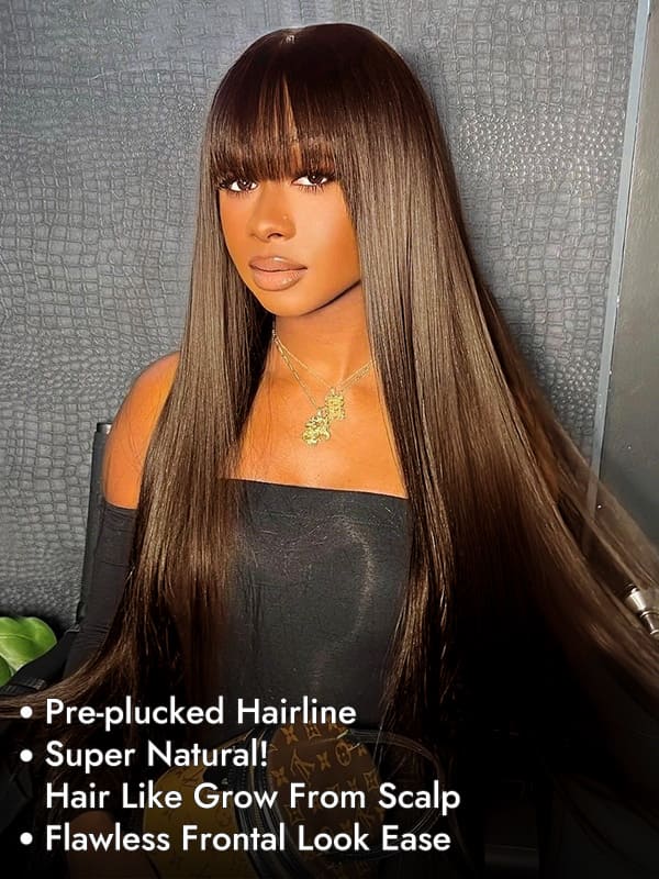 chocolate brown straight wig 
