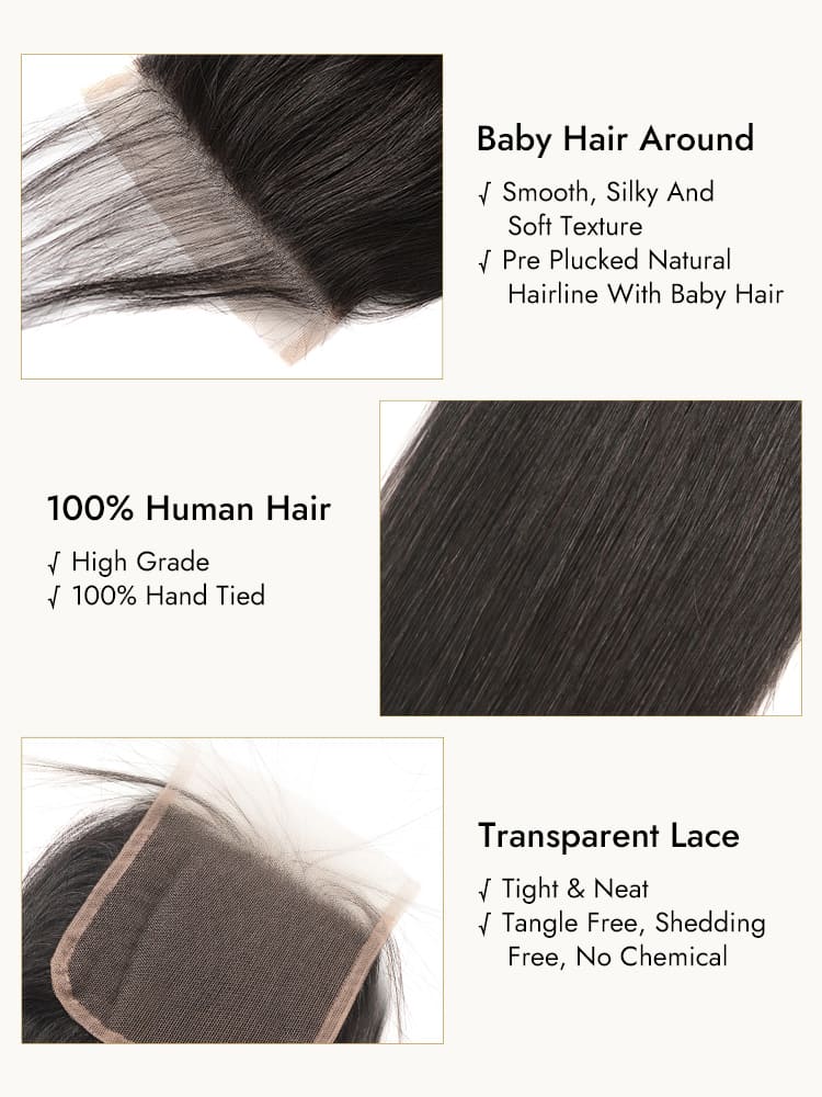 Straight Hair Transparent Lace Closure
