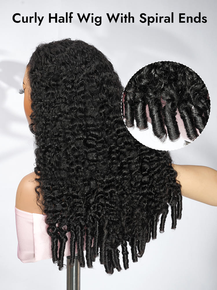 Burmese Curly Half Wig With Spiral Ends