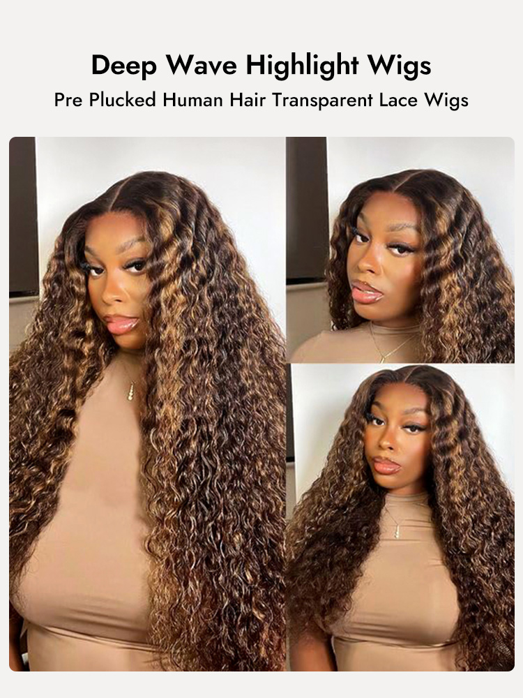Brown Highlight Deep Wave Human Hair