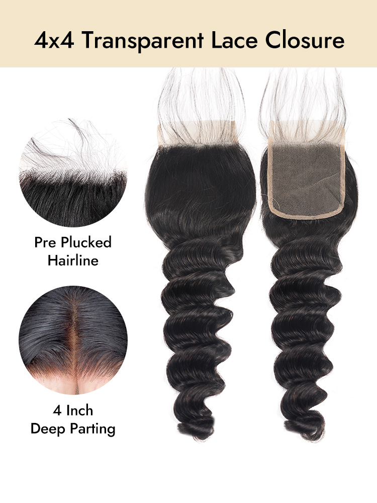 Loose Deep Transparent Lace Closure