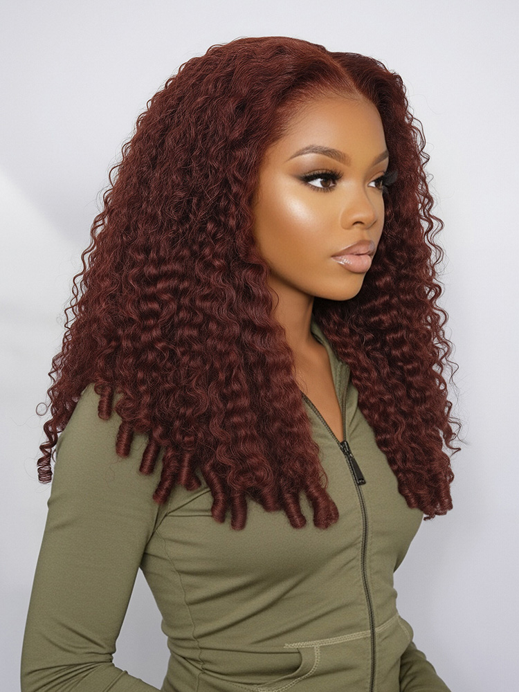 Reddish Brown Burmese Curly Wigs