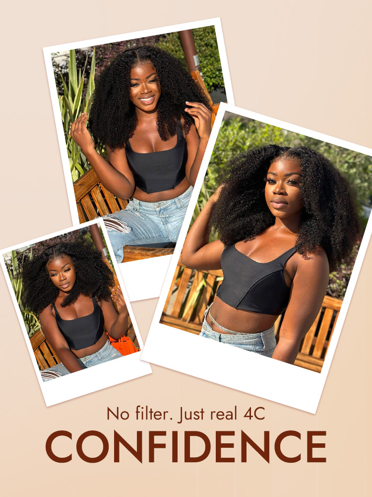 Kinky Curly 4C Edge Wigs Human Hairline