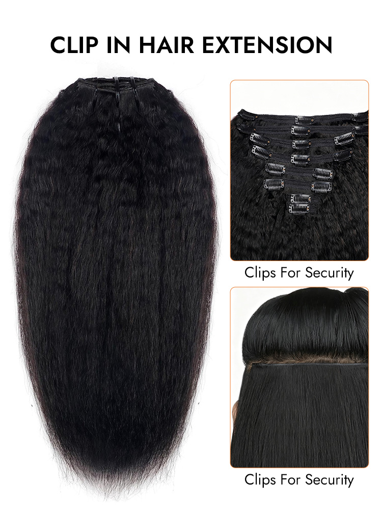 100% human hair kinky straight clip in ponytail