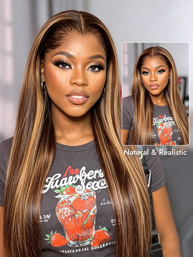 M-Shaped Lagos Hairline #P4/27 Piano Wigs Highlight 6x8 Lace Front Human Hair Wigs