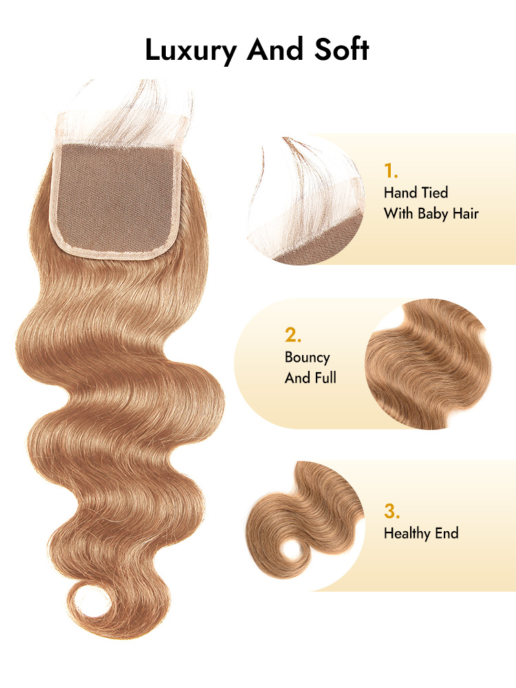 Honey Blonde Body Wave Hair Lace Closure