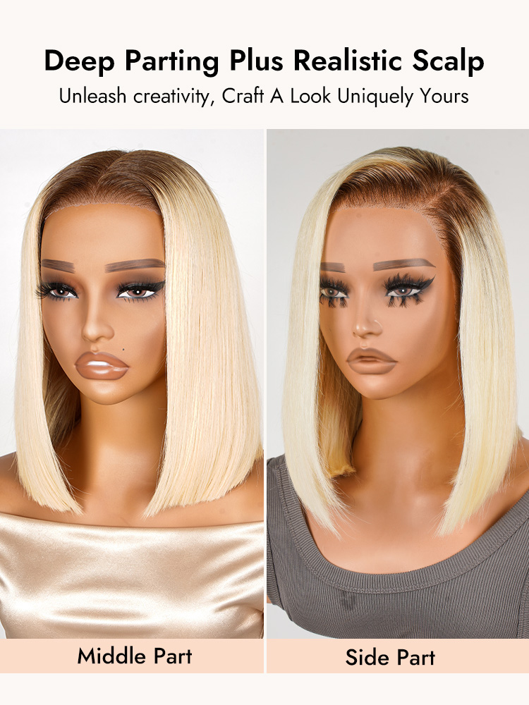 ombre blonde straight bob wig