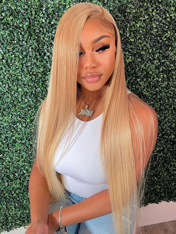 straight honey blonde wig