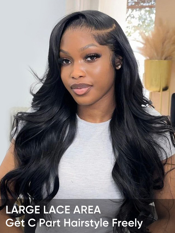body wave long human hair wig