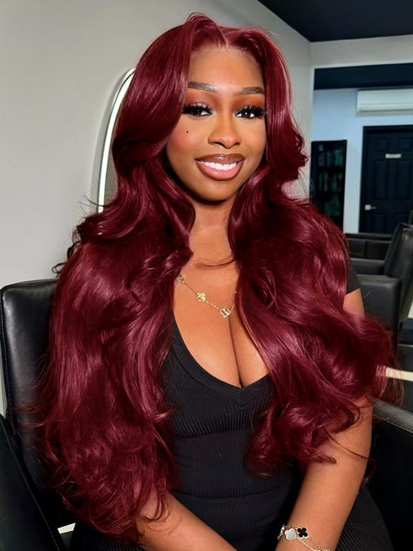 burgundy body wave wigs