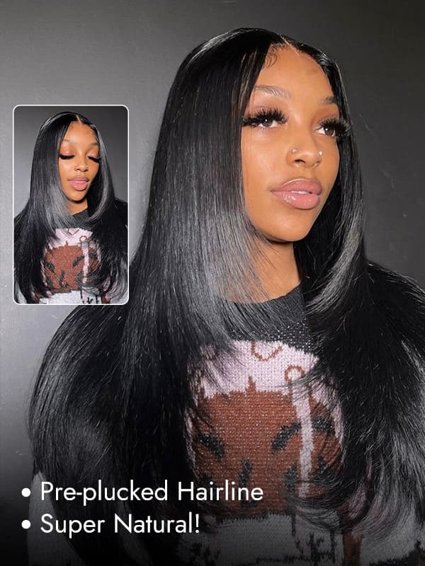 Straight Layered Cut Wigs With Preplucked Hairline